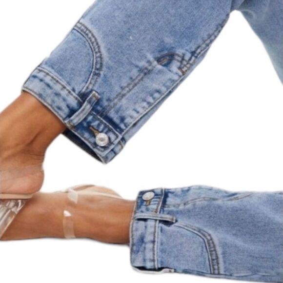 PrettyLittleThing High Rise Cuff Detail Straight Leg Jeans sz US 6 NWT - Picture 4 of 15